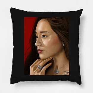 Realistic portrait of Krystal Jung Pillow