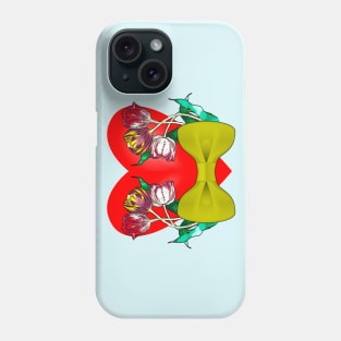 Tulips, heart and yellow bow Phone Case