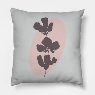 Minimalist brown flowers on pink oval Pillow