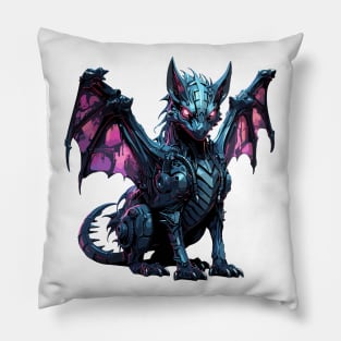 Cyberpunk Dragon Vector Graphic Pillow