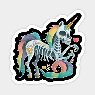 Flowered unicorn skeleton Magnet