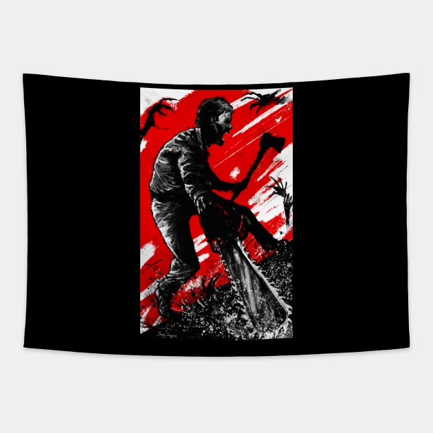 The Evil Dead Ash Attacks Tapestry by DougSQ