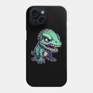 Sick Green Scary Chibi T-Rex Isometric Dinosaur Phone Case