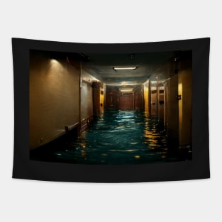 Hotel Hallway Flooded With Water /  Art Styles Different Tapestry