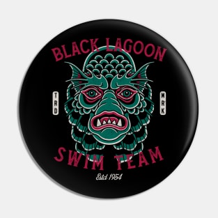 Black Lagoon Swim Team - Vintage Traditional Tattoo - Horror Pin