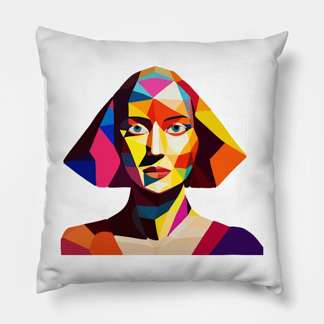 Abstract woman portrait Pillow by SUNWANG