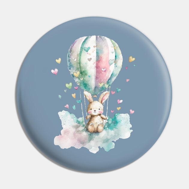 Rabbit and hot air balloon Pin by NATLEX