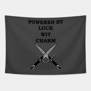 POWERED BY LUCK WIT CHARM ROGUE 5E Meme RPG Class Tapestry