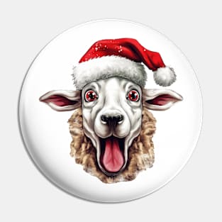 Funny Christmas Sheep Face Pin