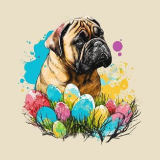 Bullmastiff Floral Easter Egg Watercolor Splatter Painting Dog Lover Pet Owner  Art T-Shirt