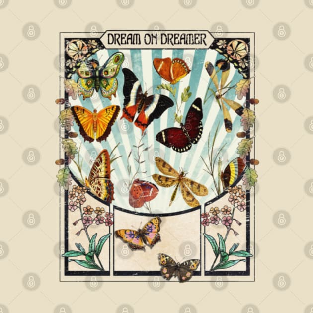 Bohemian Boho Hippie Butterflies Art Nouveau Vintage - Dream On Dreamer by Sassee Designs