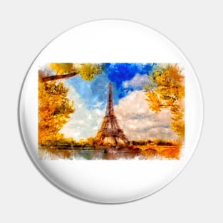 Autumn in Paris / I Love France / Watercolor Great Souvenir Pin