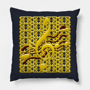 Gold Metal Grid and Musical Notes Pillow