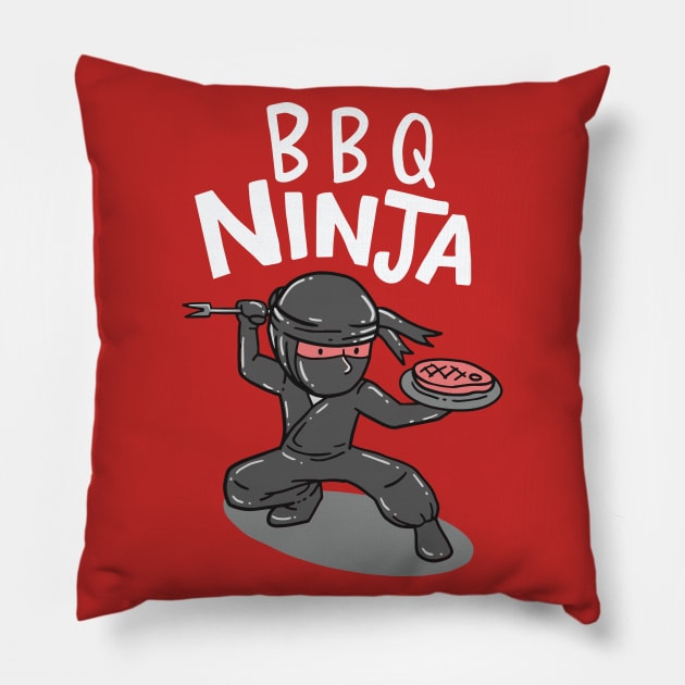 BBQ Ninja - Funny Grill Master Gift Pillow by Shirtbubble