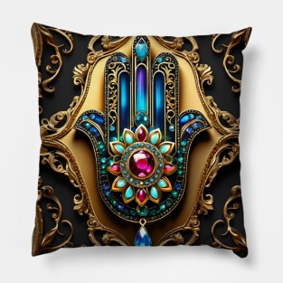 Baroque Bejewelled Hamsa Hand Pillow