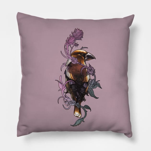 Hawfinch Pillow by Scottconnick