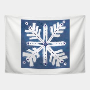 Cold Wintery Blue Snowflake Tapestry