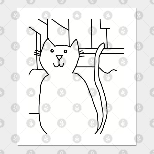 Distracted Boyfriend Meme Cat Detail Outline Cat Posters And