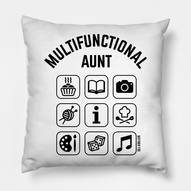 Multifunctional Aunt (9 Icons) Pillow by MrFaulbaum