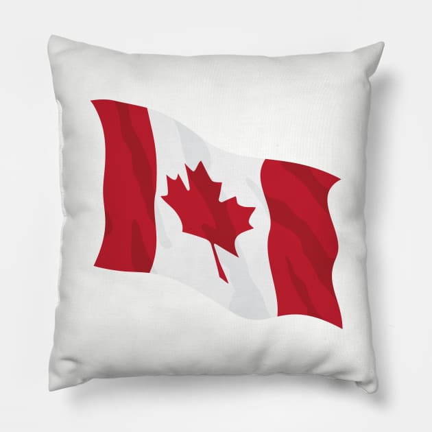 Canada Waving Flag Illustration Pillow by hobrath