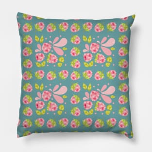 Raspberry Boom Seamless Surface Pattern Design Pillow