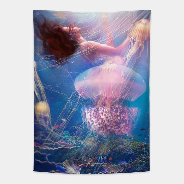 La Mer Danse Tapestry by Phatpuppy Art