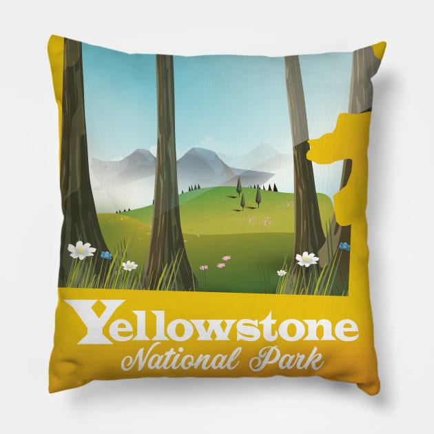 Yellowstone national park travel poster Pillow by nickemporium1