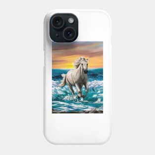 White Stallion Galloping By Sea Phone Case