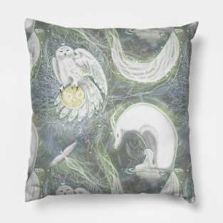 Fabulous heroes and animals, fairytale plants in lights Pillow