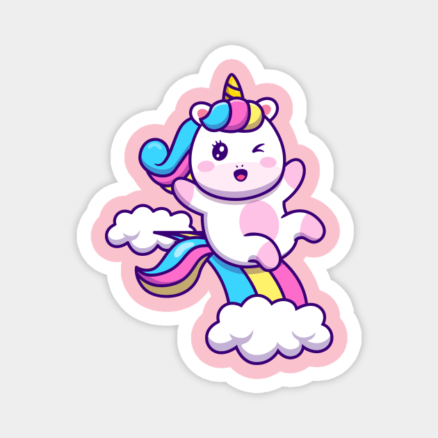 Cute Unicorn - Rainbow and Clouds Magnet by info@dopositive.co.uk