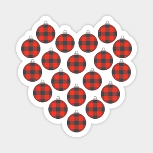 Red Buffalo Plaid Christmas Ornaments Filled Heart Magnet