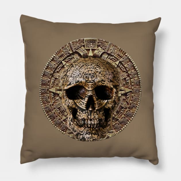 Aztec Skull Calendar Pillow by DJ L.A.X.