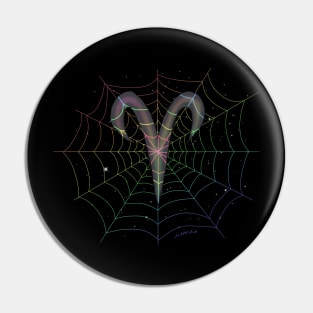 Rainbow Spiderweb Aries Pin