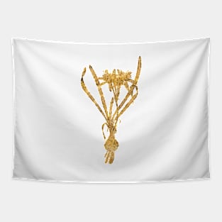 Vintage Gilded Sea Daffodil Botanical Gold Leaf Tapestry