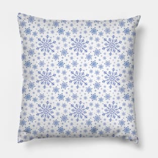 Pretty White & Blue Winter Snowflake Pattern Pillow