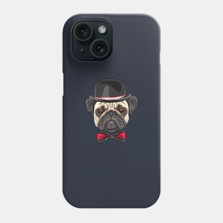 Dog fawn pug in a hat and bow tie Phone Case