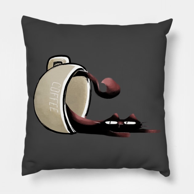 Coffee cat Pillow by Hellenor