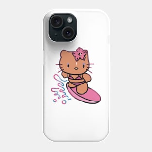 Cute Brown Cat Surfing (Summer) Phone Case