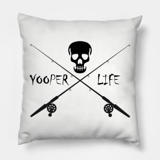 Yooper Life Skull & Fishing Poles Pillow