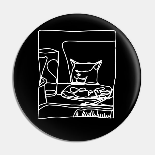 Half Memes Woman Yelling at Cat White Line Doodle Pin by ellenhenryart