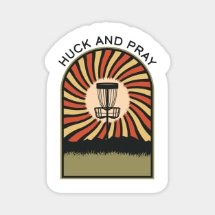 Huck and Pray | Disc Golf Vintage Retro Arch Mountains Magnet