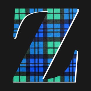 Blue Green Scottish Tartan Monogram Z T-Shirt