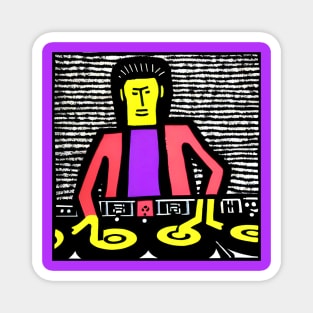 DJ on the Decks Pop-Art Magnet