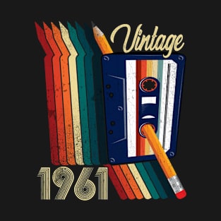 Vintage 1961 Cassette Tape Pencil Retro Classic Birthday T-Shirt