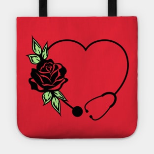 Doctor & Nurse Appreciation Floral Love Heart with Stethoscope Tote