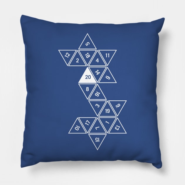 Unrolled D20 Pillow by ClarkStreetPress