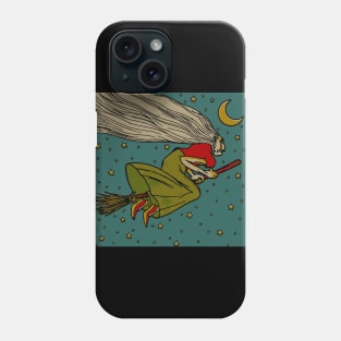 Halloween Witch on a Broomstick Phone Case