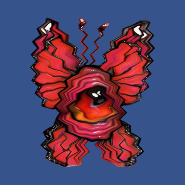 Trippy Pop Surreal Big Eyed Art Butterfly Illustration by ckrickett