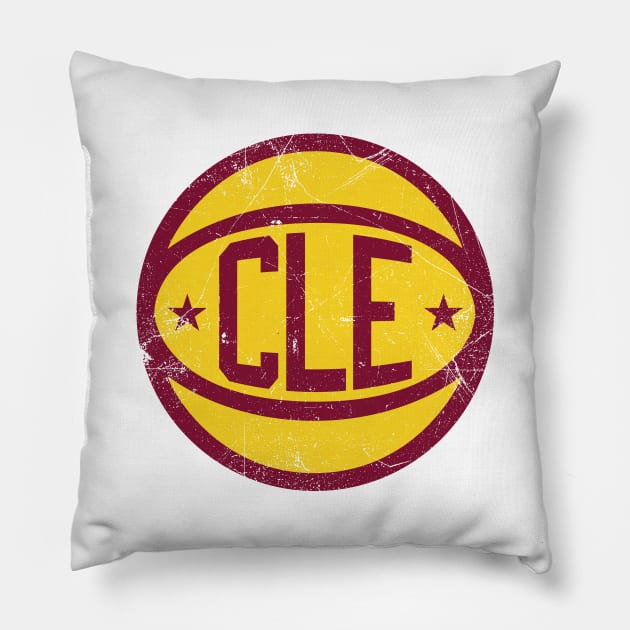 Cleveland Retro Ball - White Pillow by KFig21