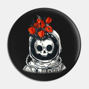 Dead astronaut with flowers design Pin